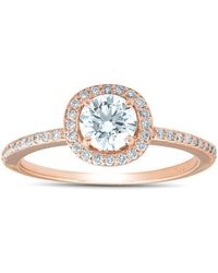 Pompeii3 - 1 1/4ct Cushion Halo Rose Gold Enhanced Diamond Engagement Ring 14k - Lyst