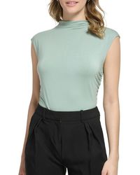 Calvin Klein - Ruched Side Mock Neck Pullover Top - Lyst