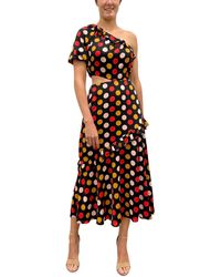 Sam Edelman - Polka Dot One Shoulder Midi Dress - Lyst