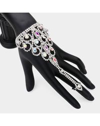 Fashnzfab - Crystal Round Marquise Rhinestone Pave Hand Chain Evening Bracelet Ab - Lyst