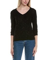 Sofiacashmere - Sequin Deep V Wool & Cashmere-Blend Sweater - Lyst