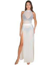 Fashnzfab - High Split Mesh Sheer Maxi Skirt - Lyst