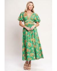 TRUEDAMES - Tropical State Of Heart Woven Midi Dress - Lyst