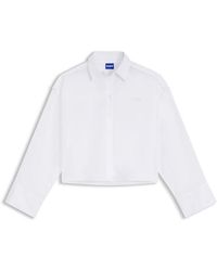 HUGO - Oversized Pinstriped Cotton Shirt With Open-Cut Hem - Lyst