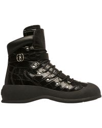 Bally - Clyff Crocodile Embossed Leather Boots - Lyst