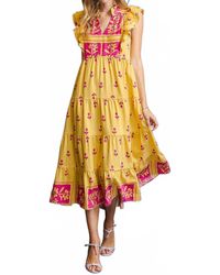 Umgee - Floral Tiered Midi Dress - Lyst