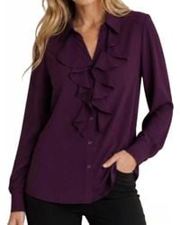 Calvin Klein - Ruffle Front Long Sleeve Blouse - Lyst