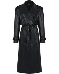 Nocturne - Belted Oversized Leather Trench - Lyst