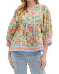 Shewin - Posey Floral Puff Sleeve Blouse - Lyst