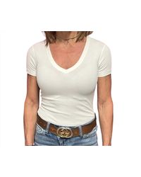Crown Jewel - Luxx Short Sleeve V-Neck Tee - Lyst