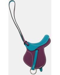 Hermès - Hermès Anemone/bleu Izmir Swift Leather Paddock Selle Horse Saddle Bag Charm - Lyst