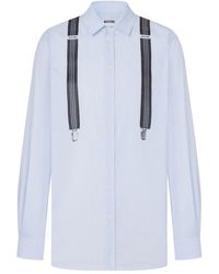 Moschino - Long-Sleeved Light Shirt With Printed Suspenders - Lyst