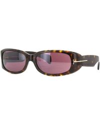 Tom Ford - Rectangle Full Rim, With A Dark Havana Frame And Bordeaux Lens - Lyst