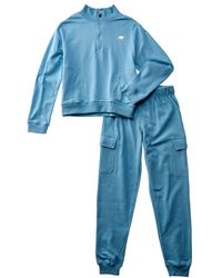 New Balance - 2Pc 1/4-Zip Pullover& Cargo Jogger Pant Set - Lyst