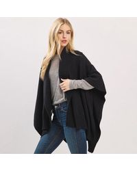 TRUEDAMES - Ribbed Trim Open Front Soft Knit Shawl Cape Poncho - Lyst