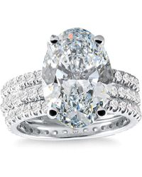 Pompeii3 - 5 1/2ct Oval Diamond Engagement Eternity Wedding Ring Set Gold Lab Grown - Lyst