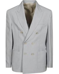 Eleventy - Double-Breasted Light Tailored Jacket With Refined Peak Lapel - Lyst