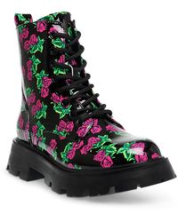 Betsey Johnson - Johnny Zipper Patent Combat & Lace-up Boots - Lyst