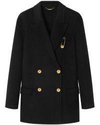Versace - Double-Breasted Coat With-Tone Accents - Lyst