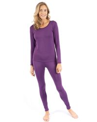 Leveret - Two Piece Boho Solid Thermal Pajamas - Lyst