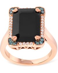 Haus of Brilliance - 14K Rose 15X10 Mm Emerald-Cut Onyx And 1/5 Cttw And Diamond Halo Cocktail Ring- Size 7 - Lyst