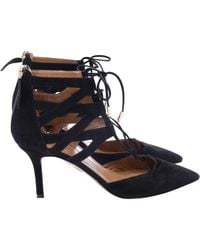 Aquazzura - Belgravia Lace Up Pointed Toe Pumps - Lyst