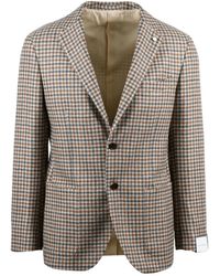 Luigi Bianchi - Rounded Jacket With Classic Checkered Pattern - Lyst
