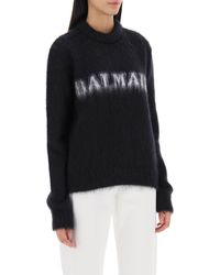 Balmain - Brushed-yarn Sweater With Logo - Lyst