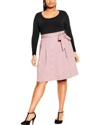 City Chic - Plus Uptown Girl Cotton Mixed Media Fit & Flare Dress - Lyst
