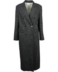 Alysi - Wool-Linen Blend Double-Breasted Long Coat - Lyst