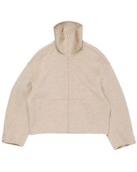 Acne Studios - Cropped Cashmere Blend Jacket With High Stand Collar And Front Zipper - Lyst