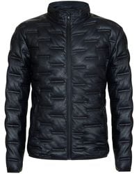 Infinity Leather - Quilted Puffer Leather Bomber Jacket - Lyst