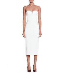 Alex Perry - Strapless Cup Dress Satin Crepe Midi Dress - Lyst
