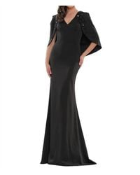Marsoni by Colors - Beaded Shoulder Cape Evening Gown - Lyst