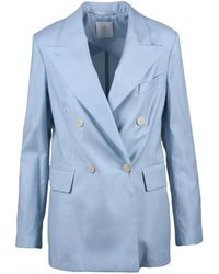 Eleventy - Light Double-Breasted Wool Viscose Jacket - Lyst