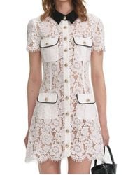 Self-Portrait - Floral Lace Mini Dress With Contrast Collar - Lyst