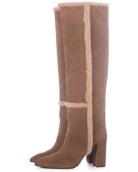 Toral - Altea Tall Suede Boots With Shearling Details - Lyst