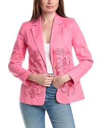 Tahari - Embroidered Linen-Blend Jacket - Lyst