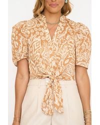 Elan - Acorn Print Tie Front Top - Lyst