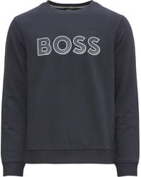 BOSS - Salbo Contrasting Logo Crewneck Sweatshirt, Peacock - Lyst
