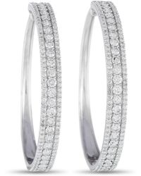 Non-Branded - Lb Exclusive 14k White Gold 7.0ct Diamond Tapered Hoop Earrings - Lyst