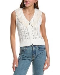 Design History - Button Front Lace Collar Blouse - Lyst