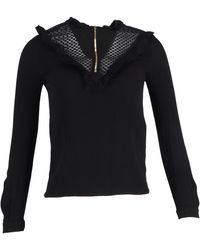 Maje - Ruffle Zipped Detail Long Sleeve Blouse Top - Lyst