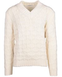 Kangra - Cable Knit V-Neck Sweater - Lyst