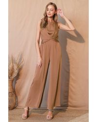 TRUEDAMES - Washed Poly Silk Twist Front Jumpsuit - Lyst