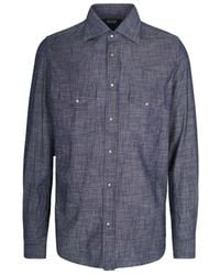 Eleventy - Textured Cotton Shirt With Pearl-Like Buttons And Flap Pockets - Lyst