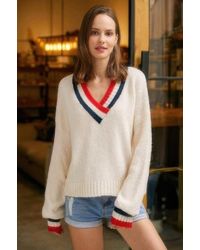 TRUEDAMES - Overlap V Neck Sweater - Lyst