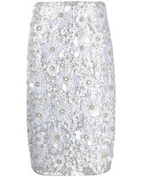 Des Phemmes - Embellished Midi Skirt With Floral Sequin Design - Lyst