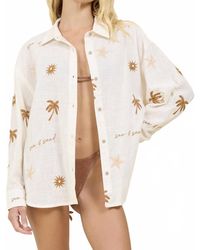 Surf Gypsy - Sun And Sand Embroidered Button Up Top - Lyst
