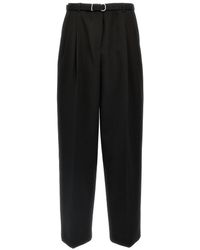 Jil Sander - Wide-Leg Wool Trousers With Satin Side Detail - Lyst